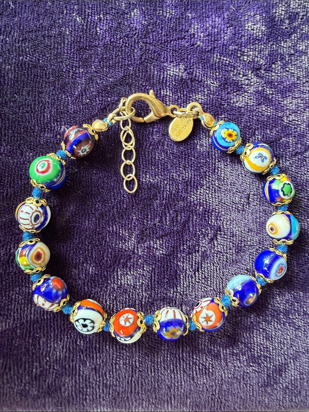 Vintage original Murano glass bead bracelet